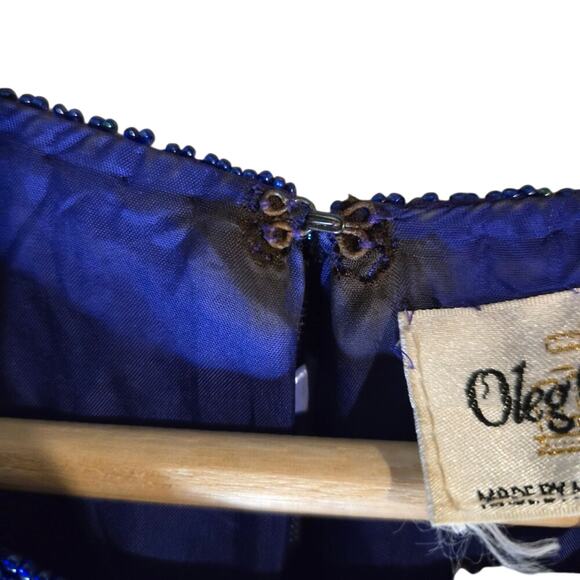 OLEG CASSINI Silk Sequin Beaded Dress Size 18 Purple Floral Formal 100% Silk - Picture 7 of 13